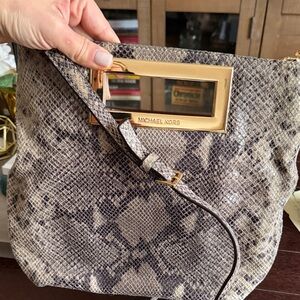 Michael Kors Gray Snakeskin Crossbody Bag
